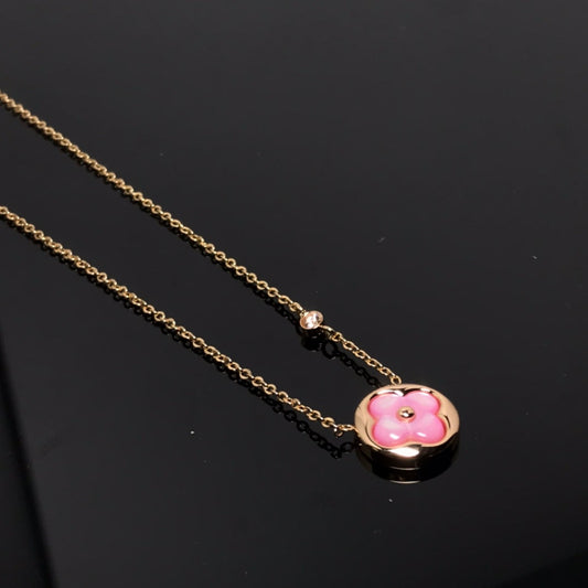 [Noble Aura jewelry]COLOR BLOSSOM PINK MOP SUN GOLD NECKLACE