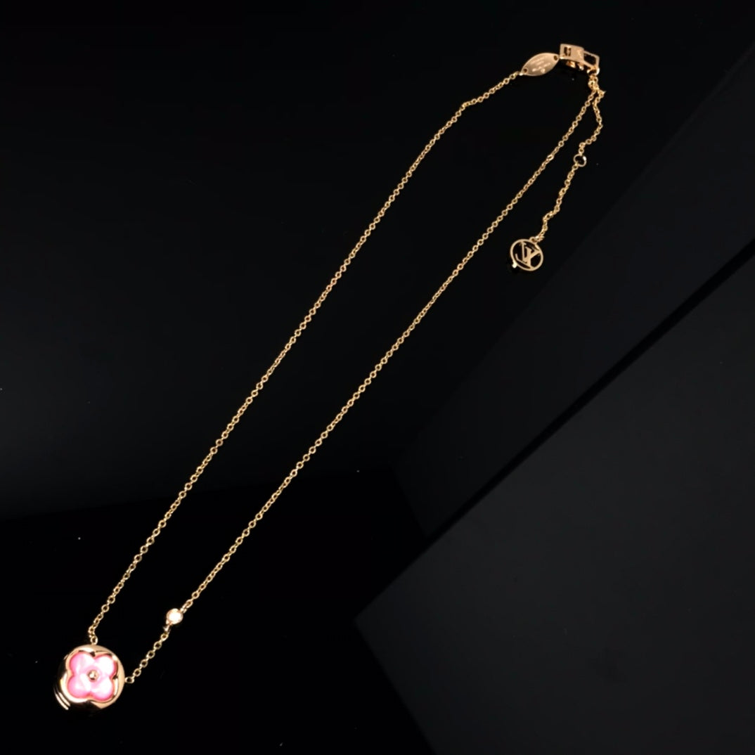 [Noble Aura jewelry]COLOR BLOSSOM PINK MOP SUN GOLD NECKLACE