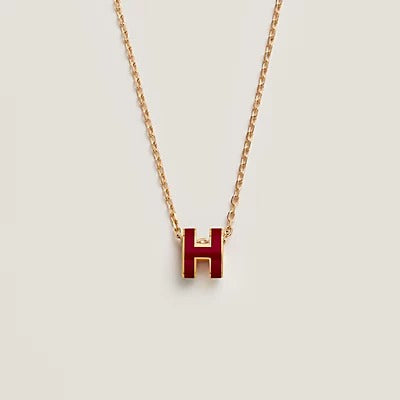 [Noble Aura jewelry]HM CLIC RED ENAMEL GOLD NECKLACE