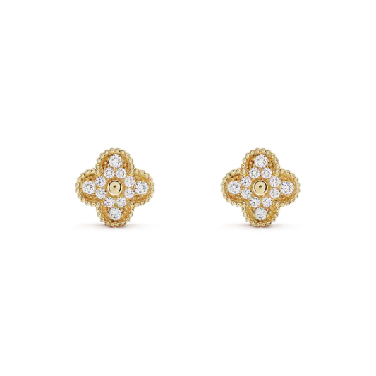 [Noble Aura jewelry]CLOVER MEDIUM 1 MOTIFS FUll DIAMOND EARRINGS