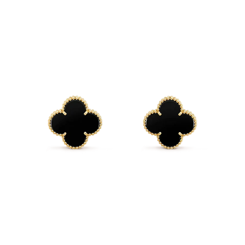 [Noble Aura jewelry]CLOVER MEDIUM 1 MOTIFS  ONYX STUD EARRINGS