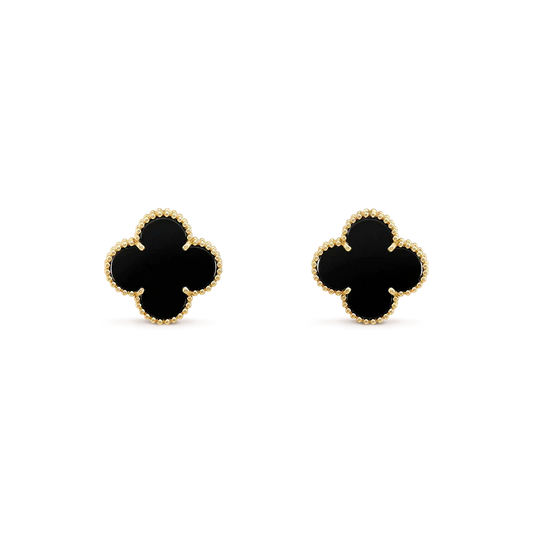 [Noble Aura jewelry]CLOVER MEDIUM 1 MOTIFS  ONYX STUD EARRINGS