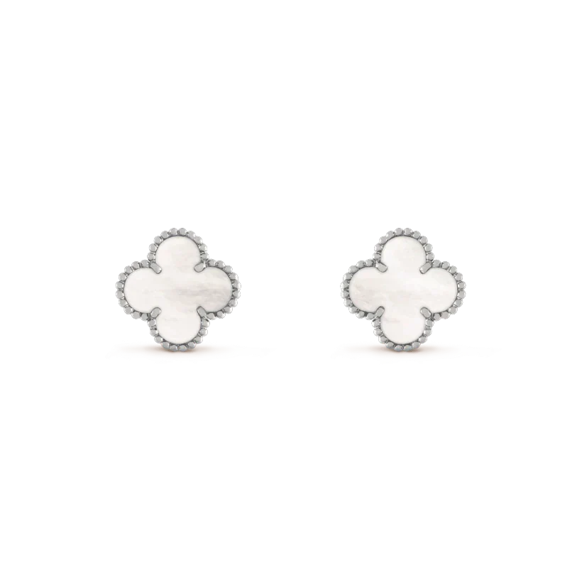 [Noble Aura jewelry]CLOVER MEDIUM 1 MOTIFS  WHITE MOP EARRINGS SILVER