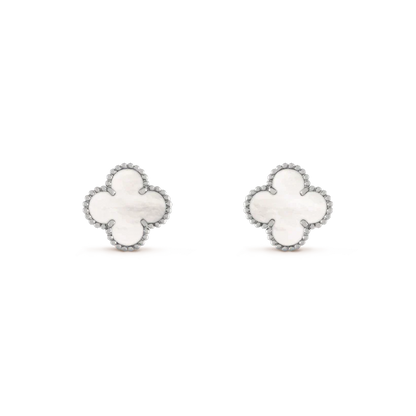 [Noble Aura jewelry]CLOVER MEDIUM 1 MOTIFS  WHITE MOP EARRINGS SILVER