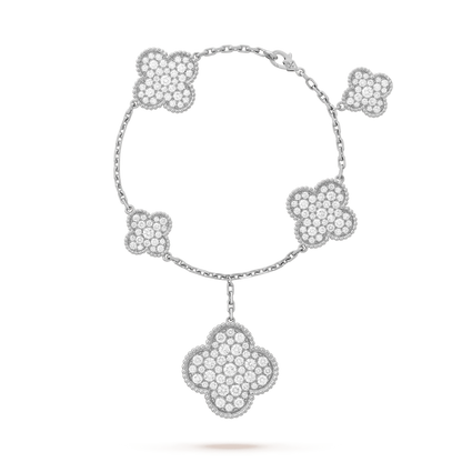 [Noble Aura jewelry]CLOVER 6 MOTIFS SILVER DIAMOND BRACELET