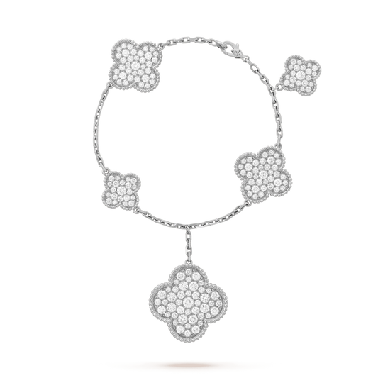 [Noble Aura jewelry]CLOVER 6 MOTIFS SILVER DIAMOND BRACELET