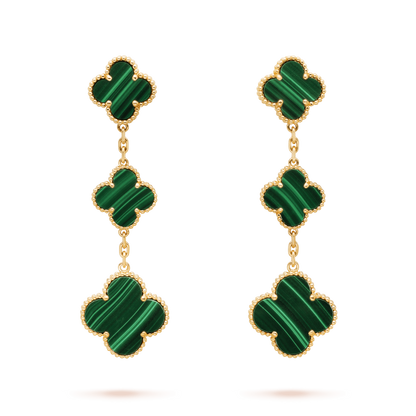 [Noble Aura jewelry]CLOVER MALACHITE 3 MOTIFS GOLD