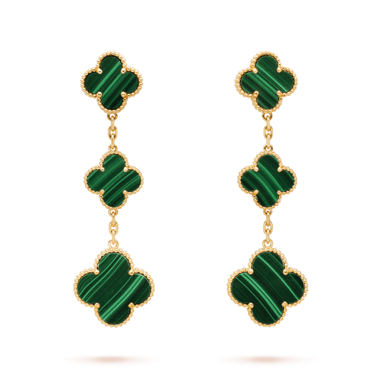 [Noble Aura jewelry]CLOVER MALACHITE 3 MOTIFS GOLD