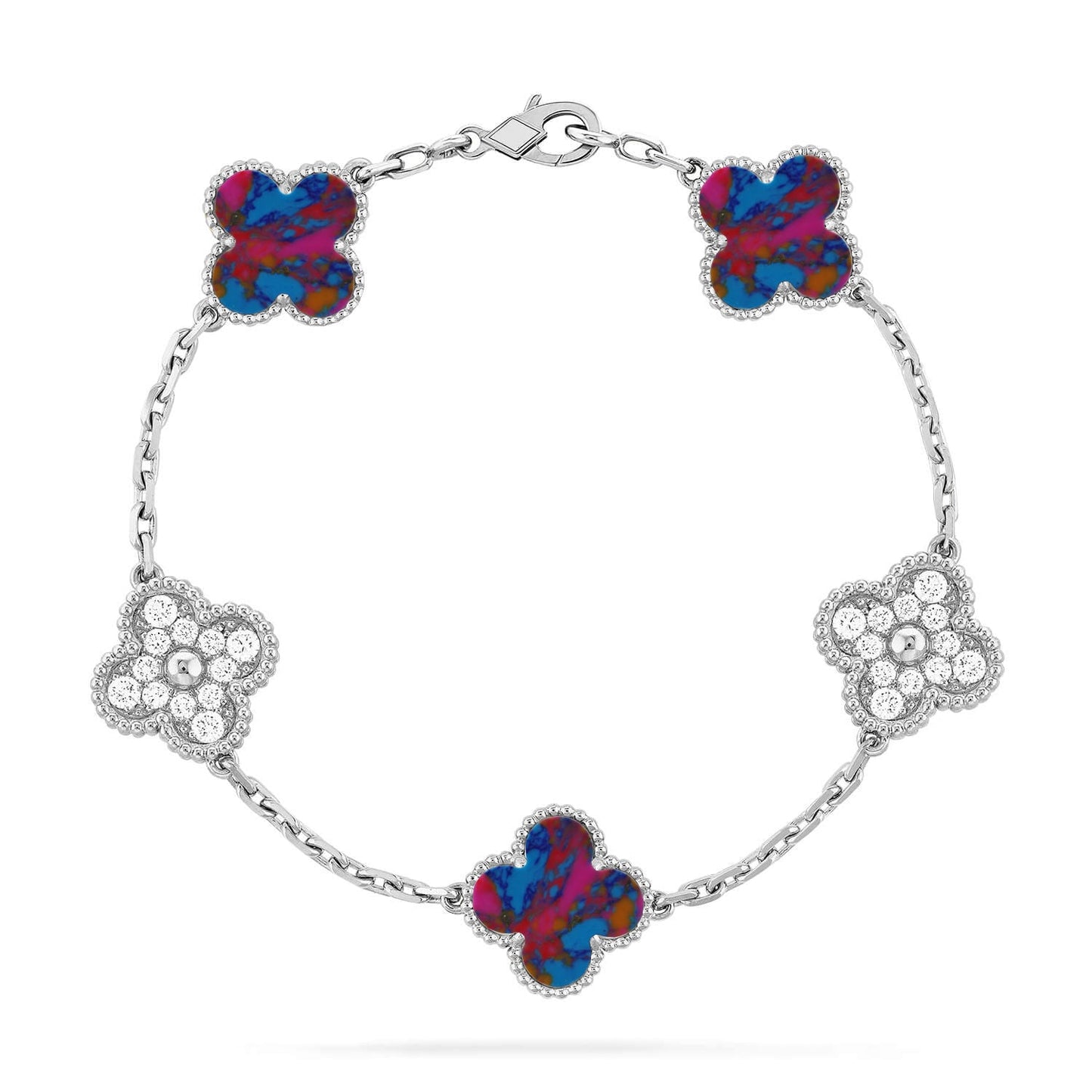 [Noble Aura jewelry]CLOVER 5 MOTIF COLOR GEMSTONES BRACELET COLLECTION