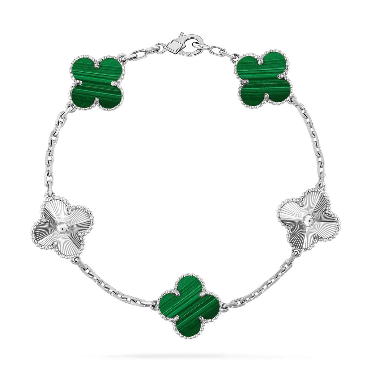 [Noble Aura jewelry] CLOVER 5 MOTIF MALACHITE BRACELET COLLECTION