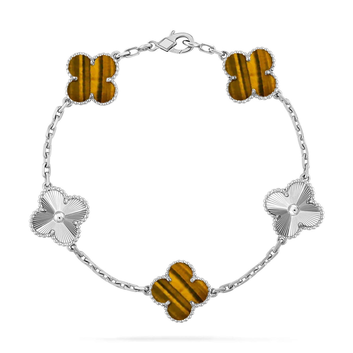 [Noble Aura jewelry] CLOVER 5 MOTIFS TIGER EYE BRACELET COLLECTION