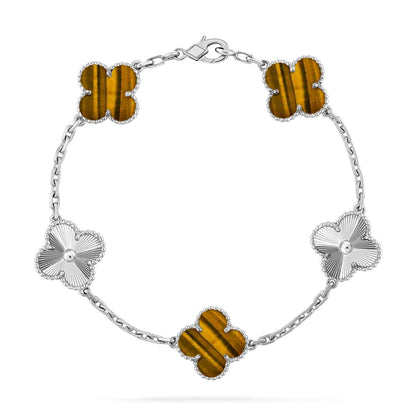 [Noble Aura jewelry] CLOVER 5 MOTIFS TIGER EYE BRACELET COLLECTION