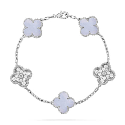 [Noble Aura jewelry] CLOVER 5 MOTIF PURPLE CHALCEDONY BRACELET COLLECTION