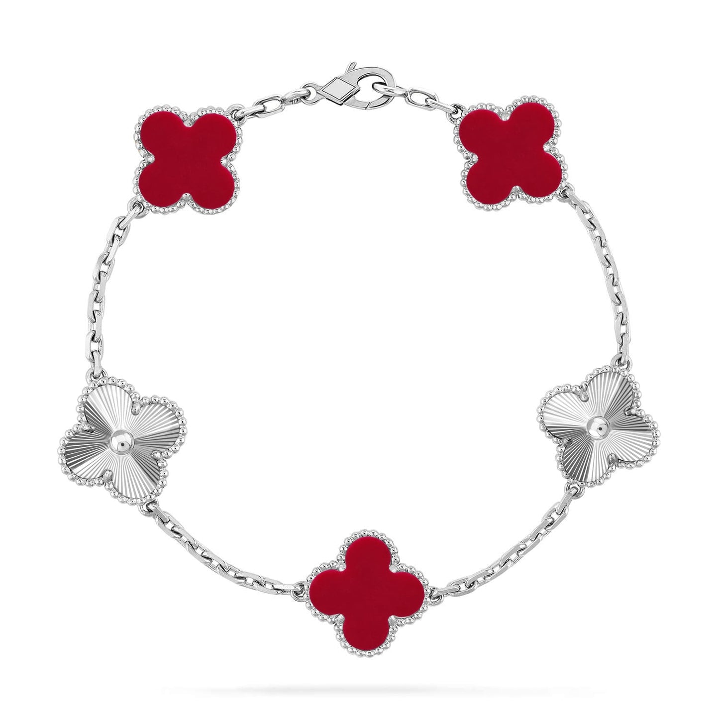 [Noble Aura jewelry] CLOVER 5 MOTIF RED CORNELIAN BRACELET COLLECTION