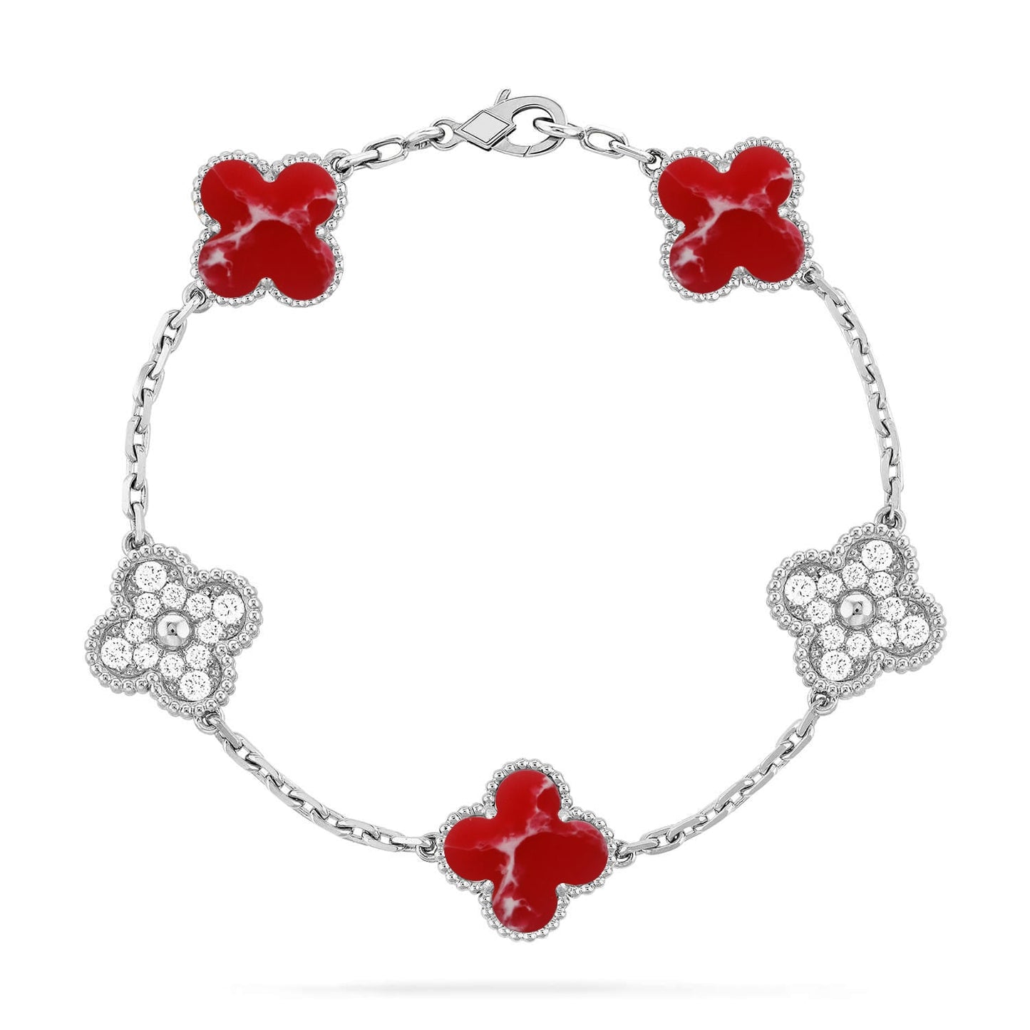 [Noble Aura jewelry]CLOVER 5 MOTIF RED PATTERN BRACELET COLLECTION