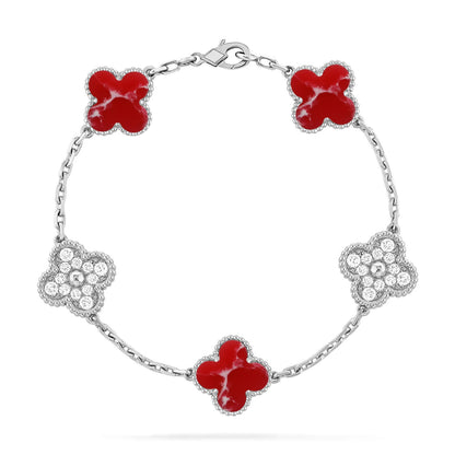 [Noble Aura jewelry]CLOVER 5 MOTIF RED PATTERN BRACELET COLLECTION