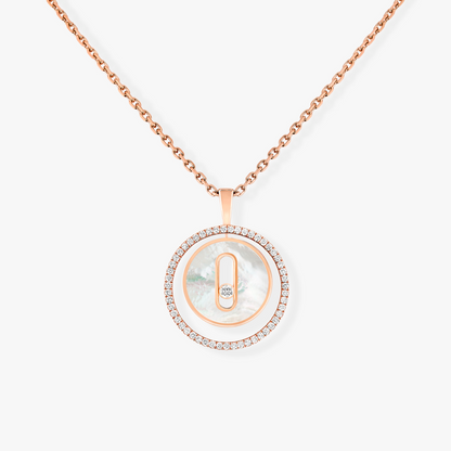 [Noble Aura jewelry]LUCKY MOVE 1 DIAMOND WHITE MOTHER OF PEARL PINK GOLD DIAMOND NECKLACE