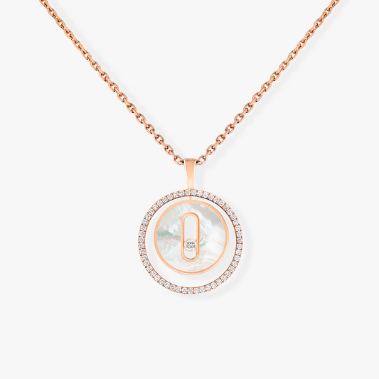 [Noble Aura jewelry]LUCKY MOVE 1 DIAMOND WHITE MOTHER OF PEARL PINK GOLD DIAMOND NECKLACE