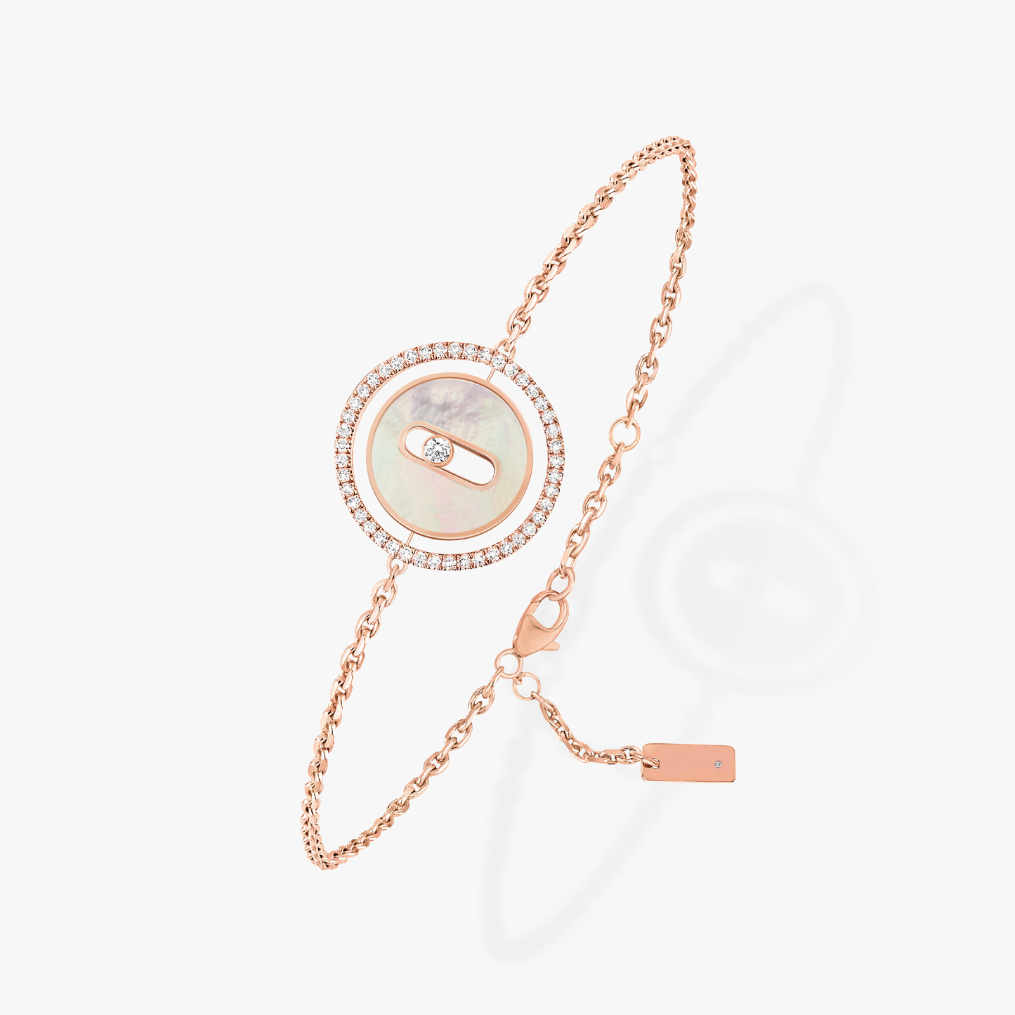 [Noble Aura jewelry]LUCKY MOVE WHITE MOTHER OF PEARL PINK GOLD DIAMOND BRACELET