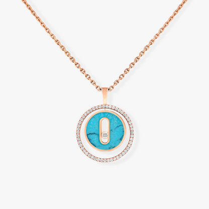 [Noble Aura jewelry]LUCKY MOVE 1 DIAMOND TURQUOISE PINK GOLD DIAMOND NECKLACE