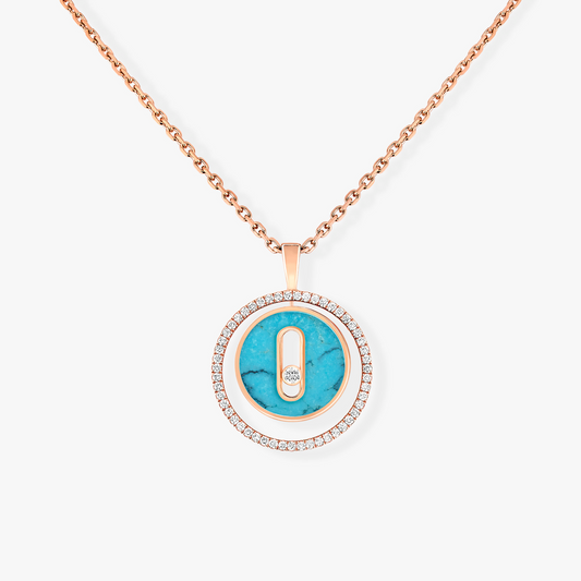 [Noble Aura jewelry]LUCKY MOVE 1 DIAMOND TURQUOISE PINK GOLD DIAMOND NECKLACE
