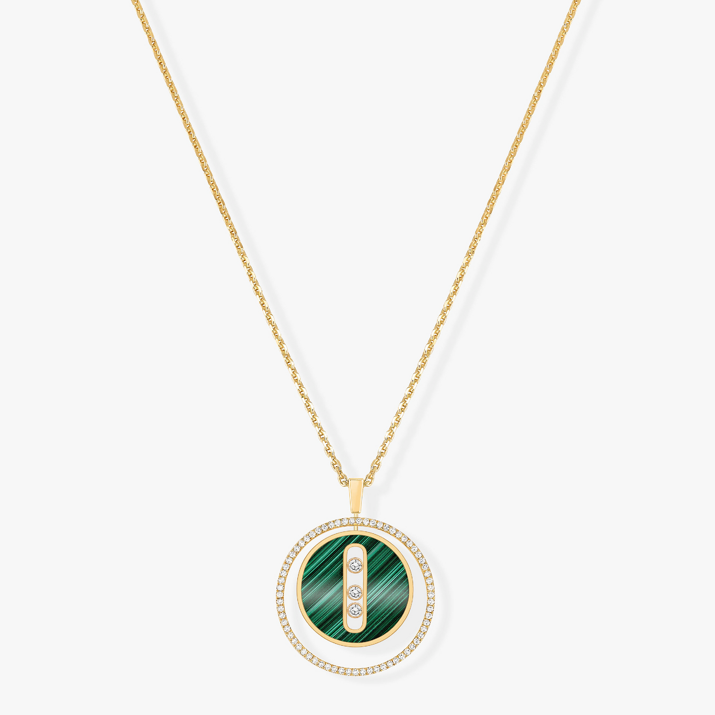 [Noble Aura jewelry]LUCKY MOVE 3 DIAMOND MALACHITE GOLD DIAMOND NECKLACE