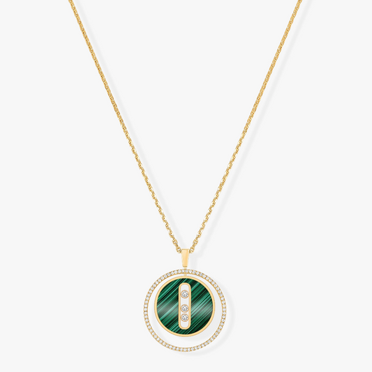 [Noble Aura jewelry]LUCKY MOVE 3 DIAMOND MALACHITE GOLD DIAMOND NECKLACE