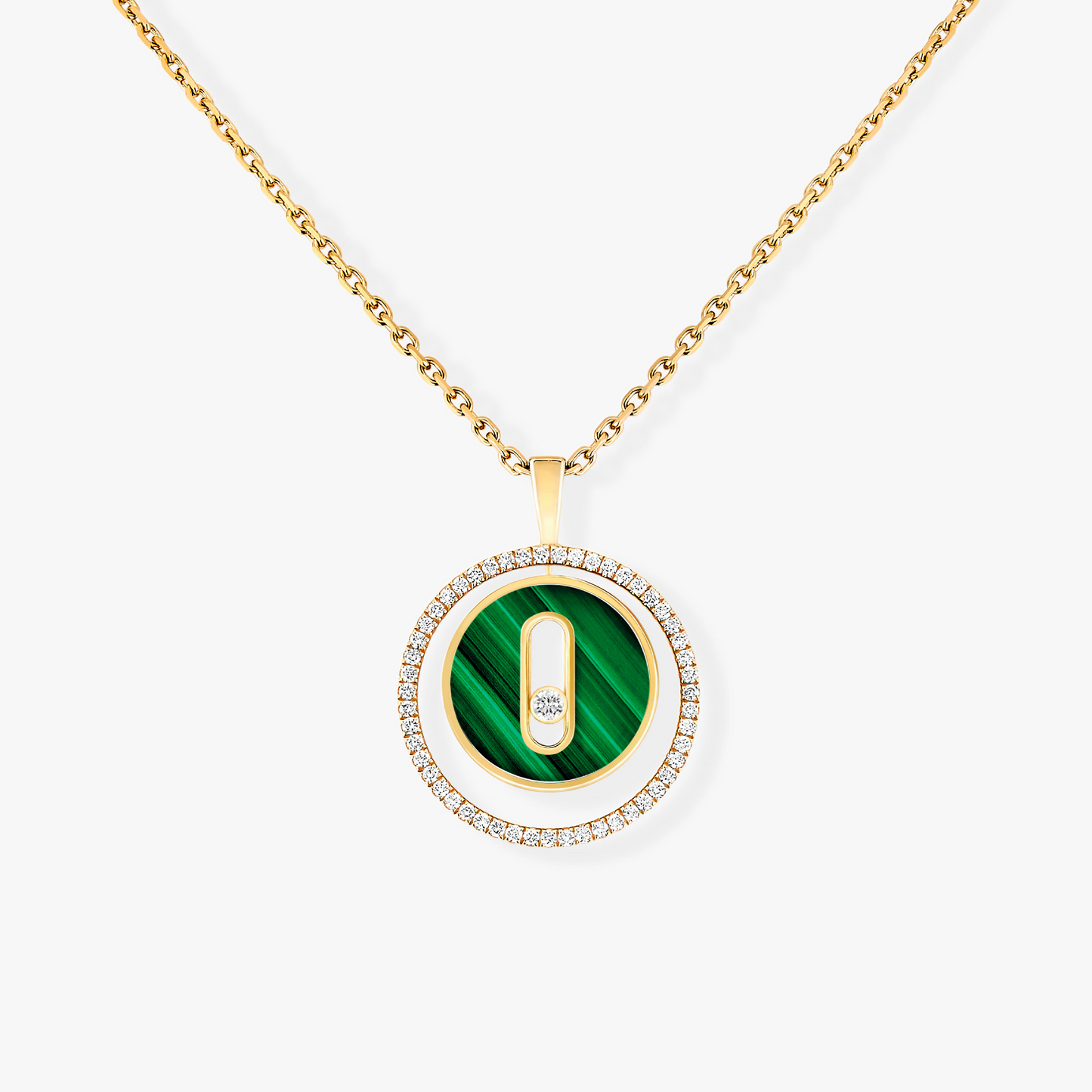 [Noble Aura jewelry]LUCKY MOVE 1 DIAMOND MALACHITE GOLD DIAMOND NECKLACE