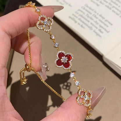 [Noble Aura jewelry]CLOVER 5 MOTIF PINK BLUE RED WHITE BRACELET