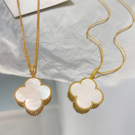 [Noble Aura jewelry]CLOVER 25MM MOP LARGE PENDANT NECKLACE