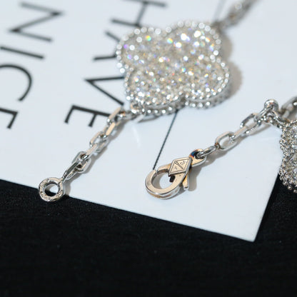 [Noble Aura jewelry]CLOVER BRACELET 5 MOTIF SILVER DIAMOND PAVED