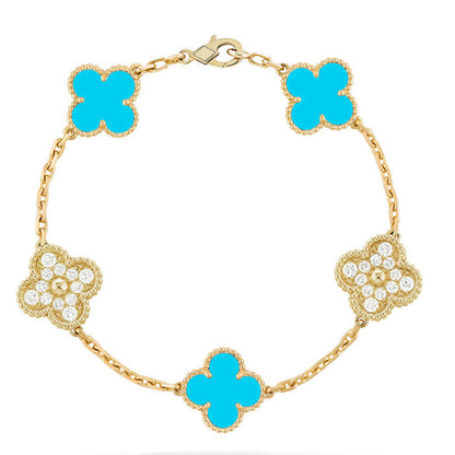 [Noble Aura jewelry] CLOVER 5 MOTIF TURQUOISE BRACELET COLLECTION