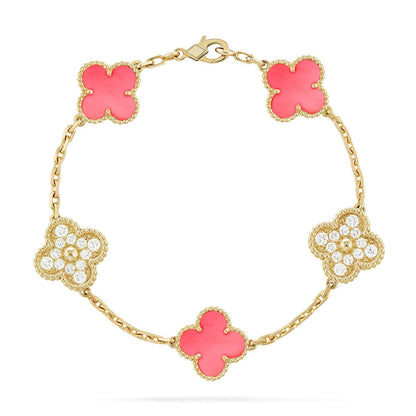 [Noble Aura jewelry] CLOVER 5 MOTIFS  PINK MOP BRACELET COLLECTION