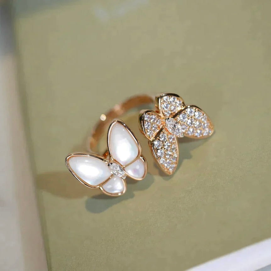[Noble Aura jewelry]TWIN BUTTERFLY DIAMOND MOP RING
