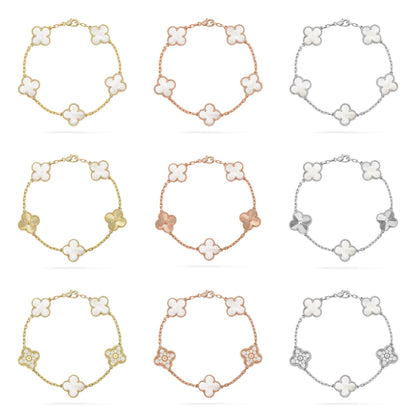 [Noble Aura jewelry]CLOVER WHITE PEARL MOP 5 MOTIF BRACELET COLLECTION