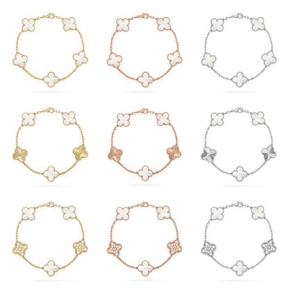 [Noble Aura jewelry]CLOVER WHITE PEARL MOP 5 MOTIF BRACELET COLLECTION