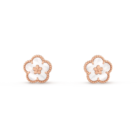 [Noble Aura jewelry]LUCKY PINK GOLD WHITE MOP EARRINGS
