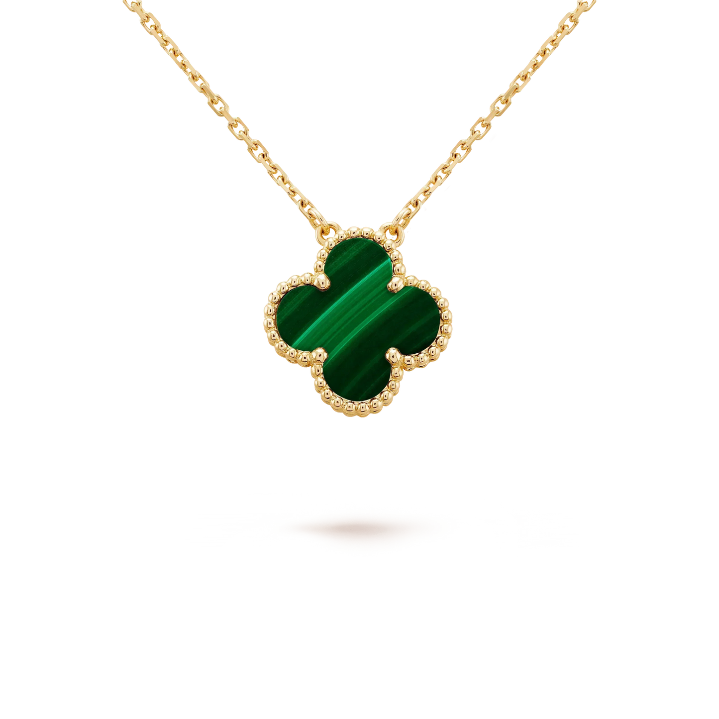 [Noble Aura jewelry]CLOVER 15MM MALACHITE SINGLE FLOWER  NECKLACE
