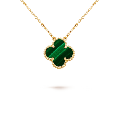 [Noble Aura jewelry]CLOVER 15MM MALACHITE SINGLE FLOWER  NECKLACE