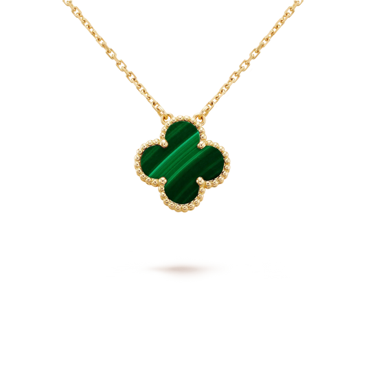 [Noble Aura jewelry]CLOVER 15MM MALACHITE SINGLE FLOWER  NECKLACE