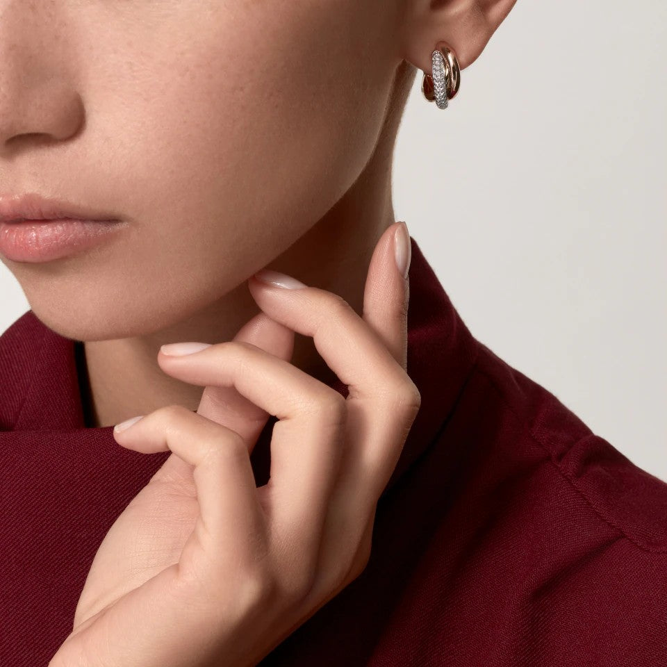 [Noble Aura jewelry]TRINITY HALF DIAMOND  CLASSIC EARRINGS
