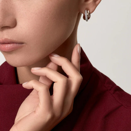 [Noble Aura jewelry]TRINITY HALF DIAMOND  CLASSIC EARRINGS
