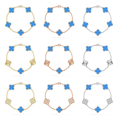 [Noble Aura jewelry] CLOVER 5 MOTIF BLUE AGATE BRACELET COLLECTION