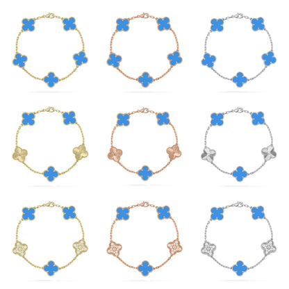 [Noble Aura jewelry] CLOVER 5 MOTIF BLUE AGATE BRACELET COLLECTION