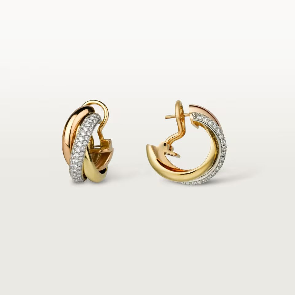 [Noble Aura jewelry]TRINITY HALF DIAMOND  CLASSIC EARRINGS
