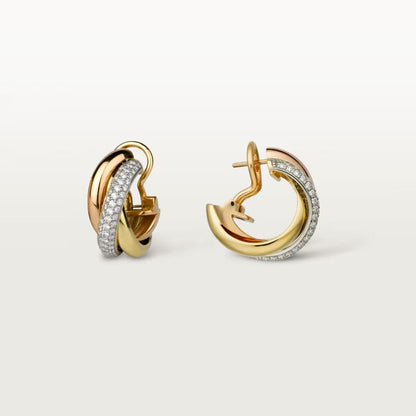 [Noble Aura jewelry]TRINITY HALF DIAMOND  CLASSIC EARRINGS
