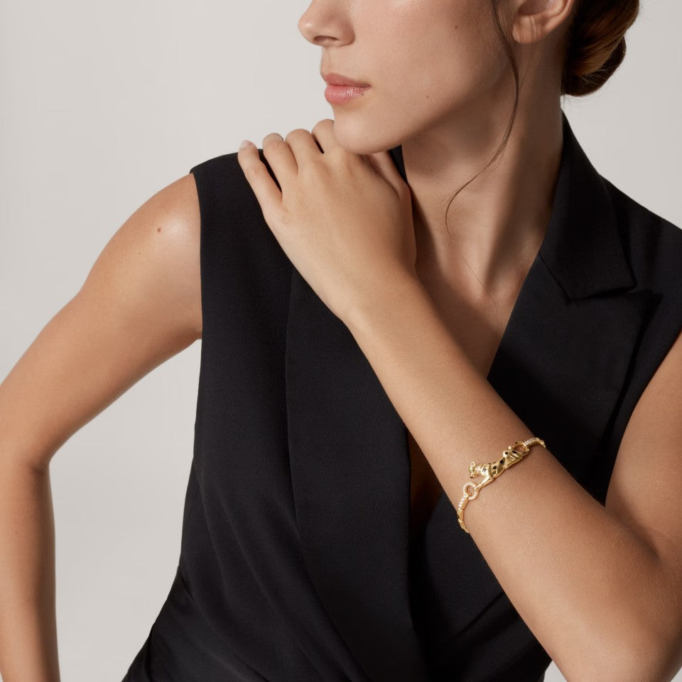 [Noble Aura jewelry]PANTHERE HALF DIAMOND ON CHAIN BRACELET
