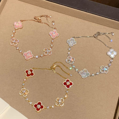 [Noble Aura jewelry]CLOVER 5 MOTIF PINK BLUE RED WHITE BRACELET