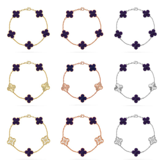[Noble Aura jewelry]CLOVER 5 MOTIF PURPLE STRIPES BRACELET COLLECTION