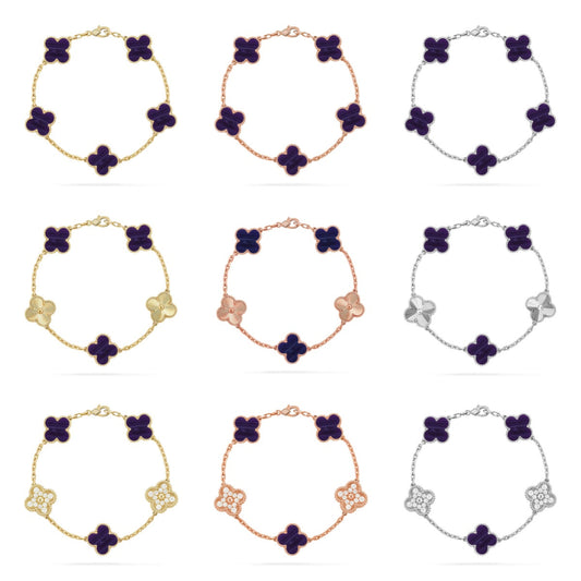 [Noble Aura jewelry]CLOVER 5 MOTIF PURPLE STRIPES BRACELET COLLECTION